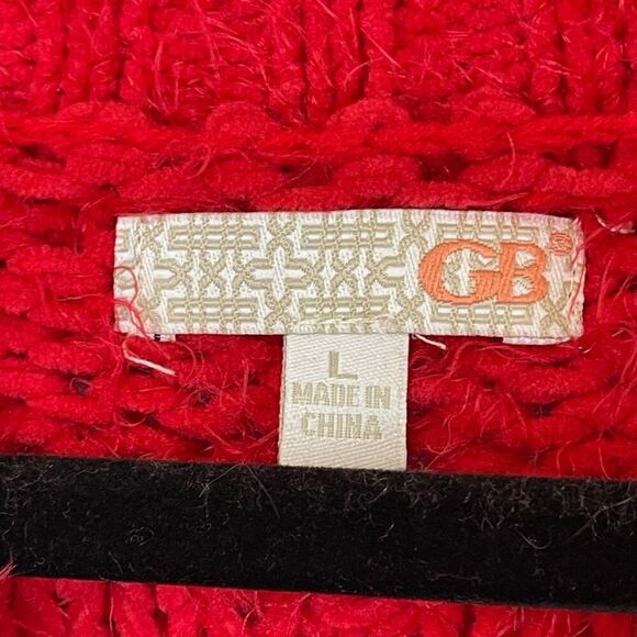 GB Sweater Women's Large Red Chunky Knit Classic Long Sleeve Round Neck Pullover - Picture 3 of 13